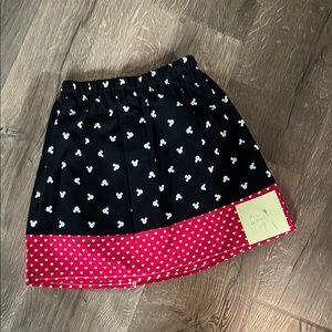 Black and Red Polka Dot Skirt with Mickey Mouse Pattern